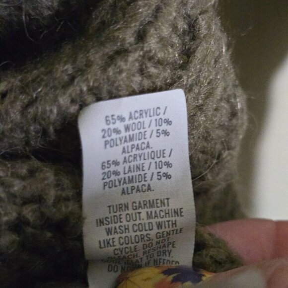 Aerie Alpaca Wool Blend Olive Army Green Oversized Crewneck Sweater Size XS - Picture 4 of 4